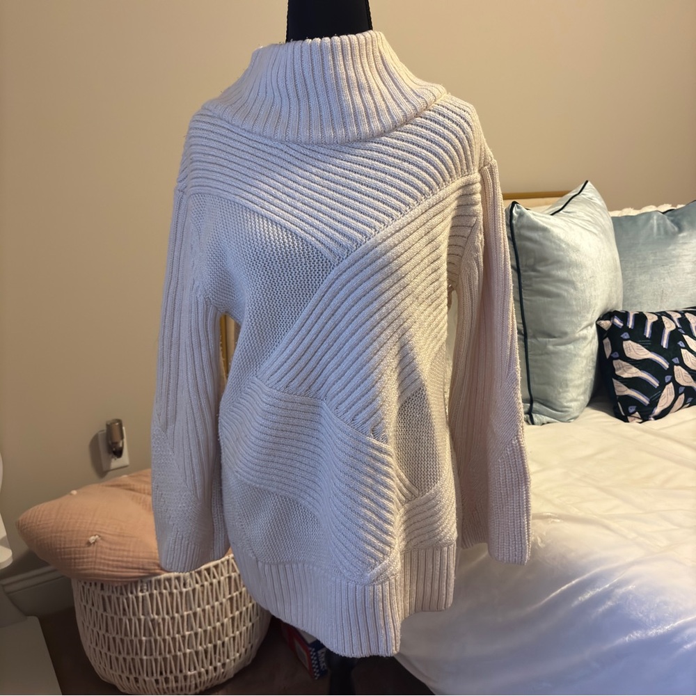 rag & bone Textured Cream Turtleneck Sweater